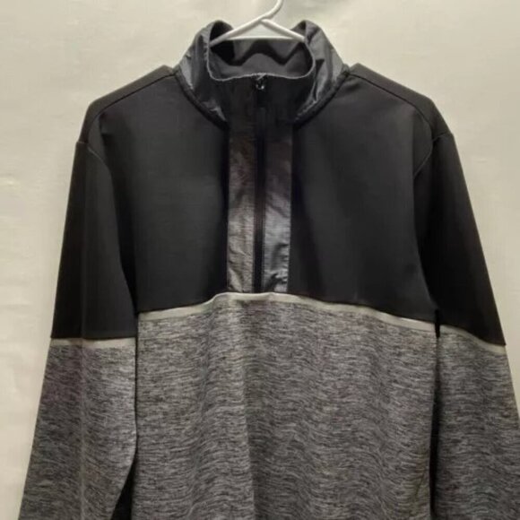 Calvin Klein 1/2 Zip Adult 44” Chest Black Gray No Size Tag Lightweight Sweater - Picture 2 of 11